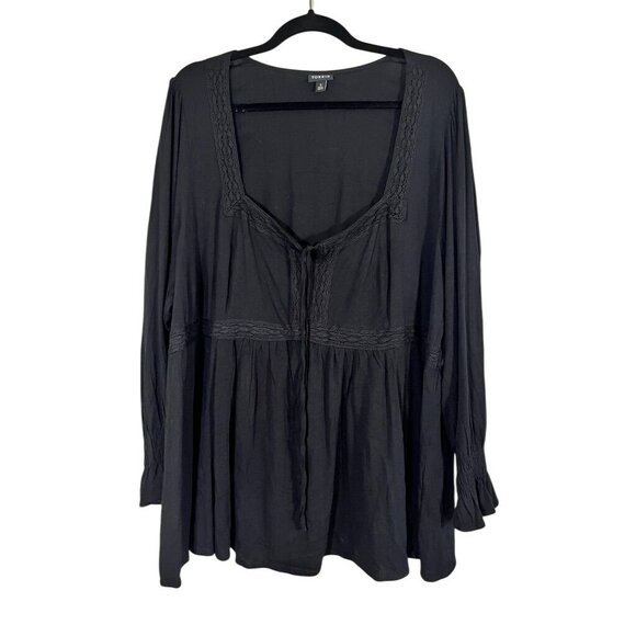 Torrid Floral Lace Babydoll Top 3X Black Peplum Boho Western Neutral Minimalist - Picture 1 of 10